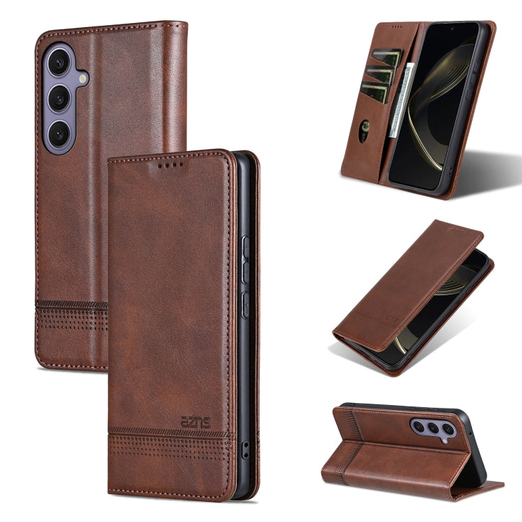 AZNS Magnetic Calf Texture Flip Leather Phone Case, For Samsung Galaxy S25 Edge 5G, For Samsung Galaxy S25 5G, For Samsung Galaxy S25+ 5G, For Samsung Galaxy S25 Ultra 5G