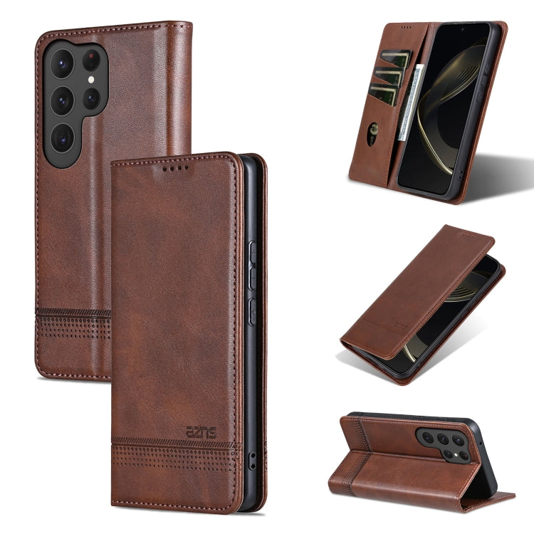 AZNS Magnetic Calf Texture Flip Leather Phone Case, For Samsung Galaxy S25 Edge 5G, For Samsung Galaxy S25 5G, For Samsung Galaxy S25+ 5G, For Samsung Galaxy S25 Ultra 5G