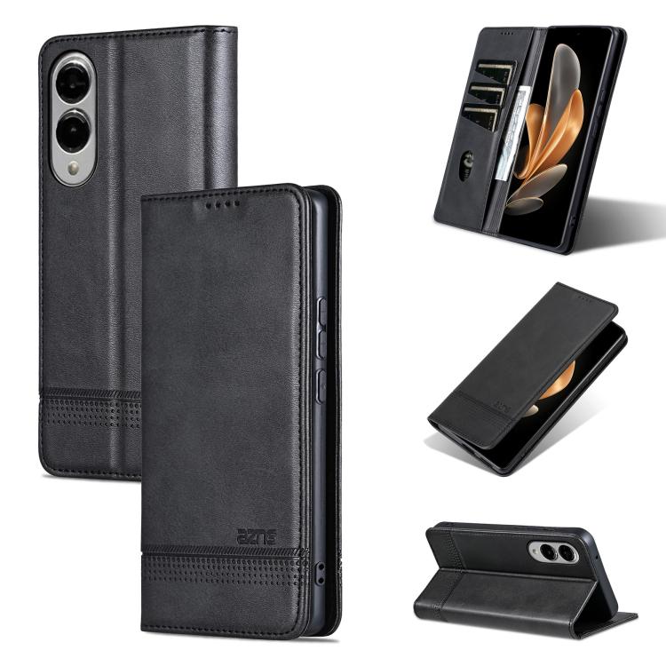 AZNS Magnetic Calf Texture Flip Leather Phone Case, For Samsung Galaxy S25 Edge 5G, For Samsung Galaxy S25 5G, For Samsung Galaxy S25+ 5G, For Samsung Galaxy S25 Ultra 5G