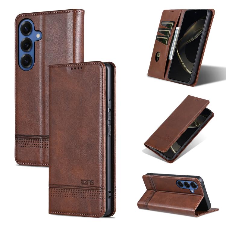 AZNS Magnetic Calf Texture Flip Leather Phone Case, For Samsung Galaxy S26+ 5G, For Samsung Galaxy S26 Ultra 5G, For Samsung Galaxy S26 5G, For Samsung Galaxy S25 FE 5G