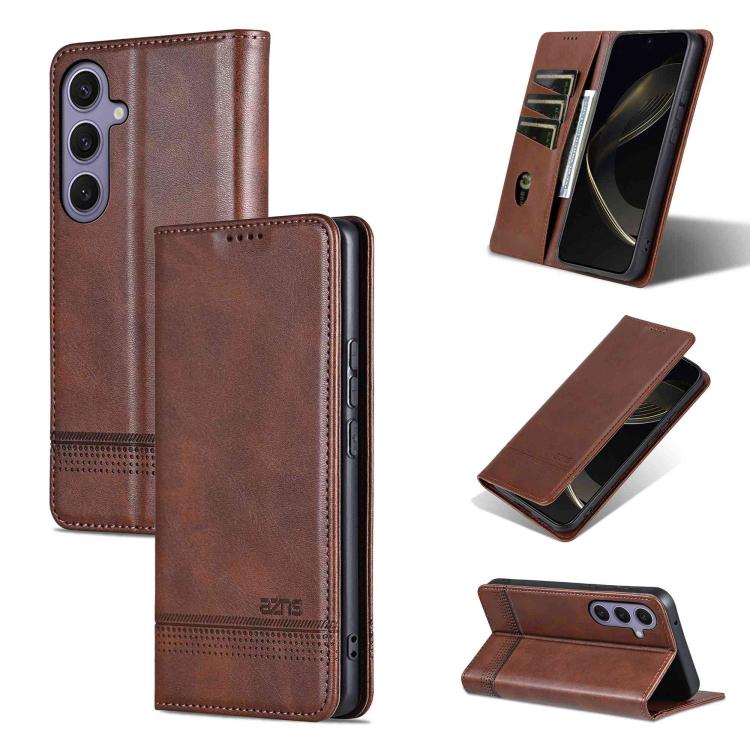 AZNS Magnetic Calf Texture Flip Leather Phone Case, For Galaxy S26 FE 5G, For Samsung Galaxy S26+ 5G, For Samsung Galaxy S26 Ultra 5G, For Samsung Galaxy S26 5G