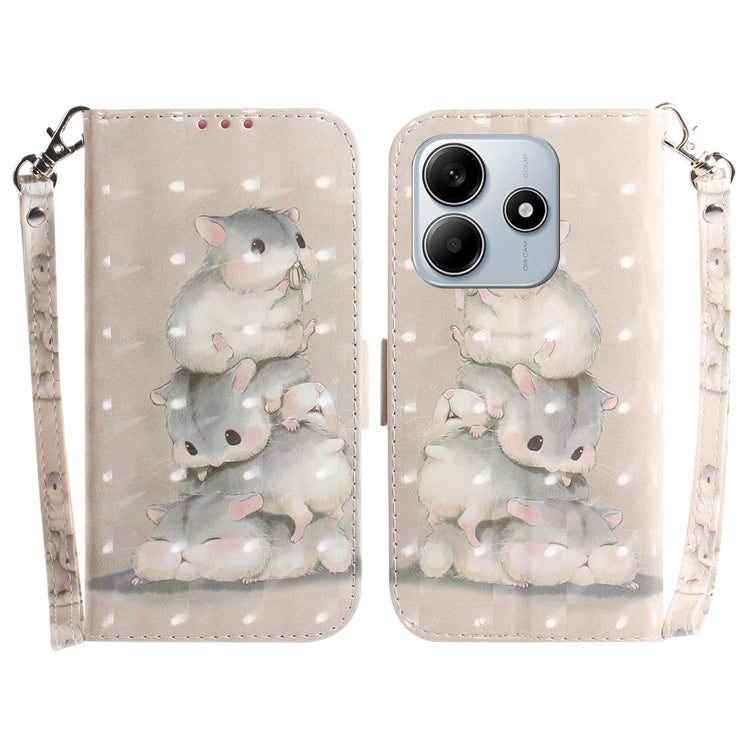 3D Colored Flip Leather Phone Case, For Redmi 15 5G / 4G EU 171mm, For Redmi Note 14 5G