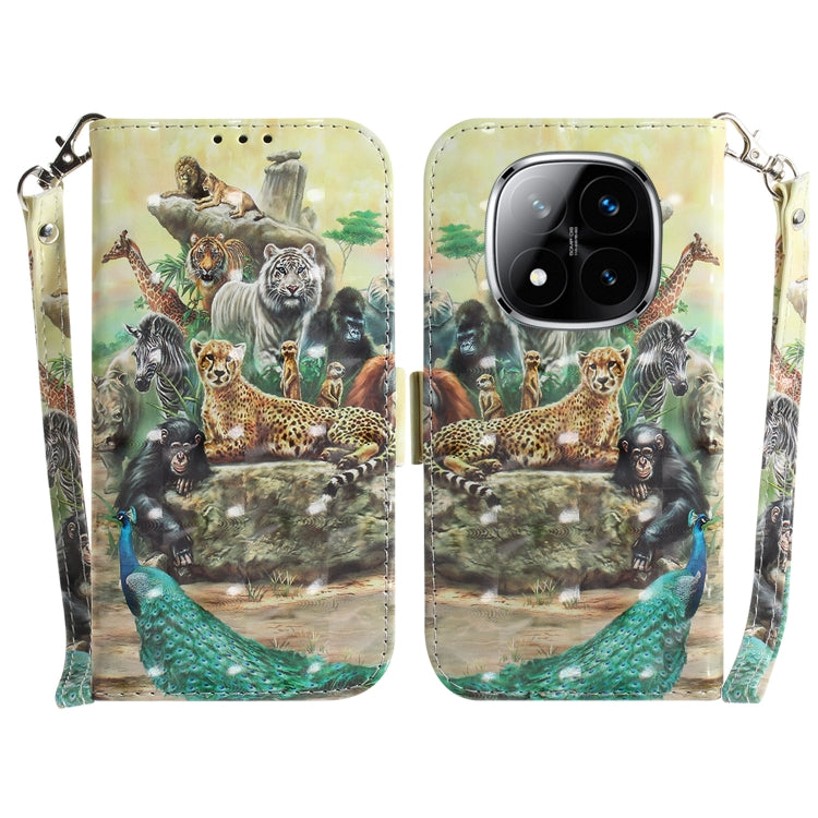 3D Colored Flip Leather Phone Case, For Redmi Note 14 Pro / Note 14 Pro+ 5G, For Redmi 14C 4G