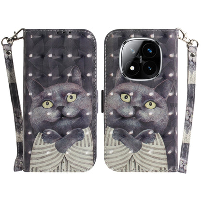 3D Colored Flip Leather Phone Case, For Redmi Note 14 Pro / Note 14 Pro+ 5G, For Redmi 14C 4G