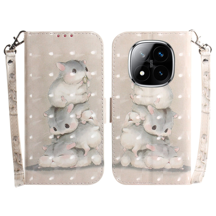 3D Colored Flip Leather Phone Case, For Redmi Note 14 Pro / Note 14 Pro+ 5G, For Redmi 14C 4G