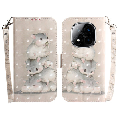 3D Colored Flip Leather Phone Case, For Redmi Note 14 Pro / Note 14 Pro+ 5G, For Redmi 14C 4G