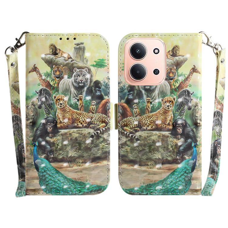 3D Colored Flip Leather Phone Case, For Redmi Note 15 Pro 5G Global 163.6mm, For Redmi 15C 5G / 4G EU 173mm / Poco C85 5G