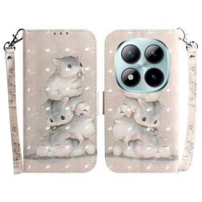 3D Colored Flip Leather Phone Case, For Redmi Note 15 Pro 5G Global 163.6mm, For Redmi 15C 5G / 4G EU 173mm / Poco C85 5G