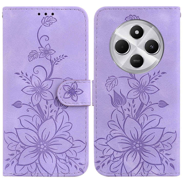 Lily Embossed Leather Phone Case, For Redmi Note 14 5G, For Redmi Note 14 Pro / Note 14 Pro+ 5G, For Redmi 14C 4G, For Redmi 13 4G