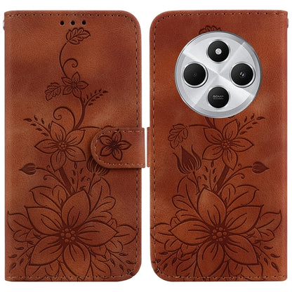 Lily Embossed Leather Phone Case, For Redmi Note 14 5G, For Redmi Note 14 Pro / Note 14 Pro+ 5G, For Redmi 14C 4G, For Redmi 13 4G