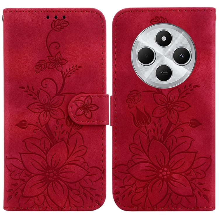 Lily Embossed Leather Phone Case, For Redmi Note 14 4G 163.25mm, For Redmi Note 14 5G, For Redmi Note 14 Pro / Note 14 Pro+ 5G, For Redmi 14C 4G