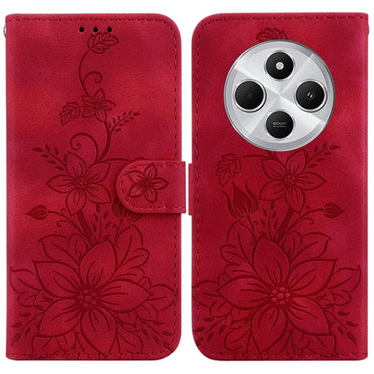 Lily Embossed Leather Phone Case, For Redmi Note 14 5G, For Redmi Note 14 Pro / Note 14 Pro+ 5G, For Redmi 14C 4G, For Redmi 13 4G