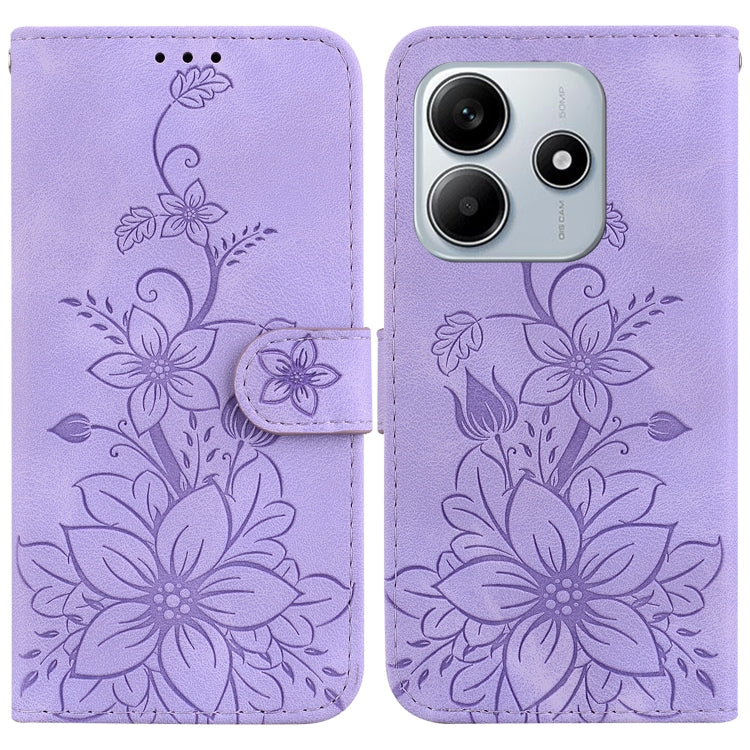 Lily Embossed Leather Phone Case, For Redmi Note 14 4G 163.25mm, For Redmi Note 14 5G, For Redmi Note 14 Pro / Note 14 Pro+ 5G, For Redmi 14C 4G