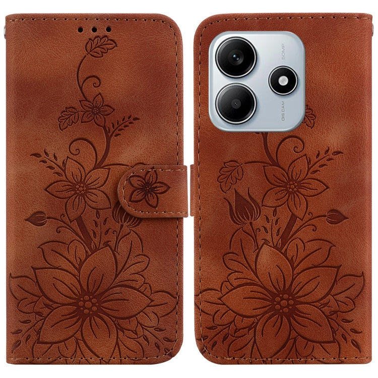 Lily Embossed Leather Phone Case, For Redmi Note 14 5G, For Redmi Note 14 Pro / Note 14 Pro+ 5G, For Redmi 14C 4G, For Redmi 13 4G
