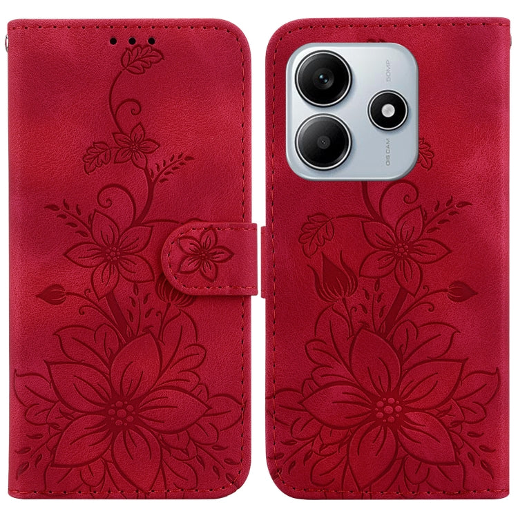 Lily Embossed Leather Phone Case, For Redmi Note 14 5G, For Redmi Note 14 Pro / Note 14 Pro+ 5G, For Redmi 14C 4G, For Redmi 13 4G
