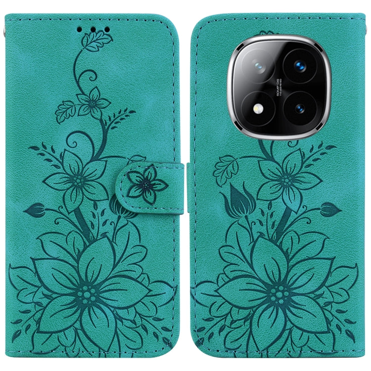 Lily Embossed Leather Phone Case, For Redmi Note 14 4G 163.25mm, For Redmi Note 14 5G, For Redmi Note 14 Pro / Note 14 Pro+ 5G, For Redmi 14C 4G