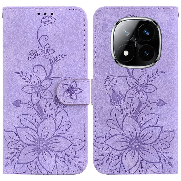 Lily Embossed Leather Phone Case, For Redmi Note 14 4G 163.25mm, For Redmi Note 14 5G, For Redmi Note 14 Pro / Note 14 Pro+ 5G, For Redmi 14C 4G