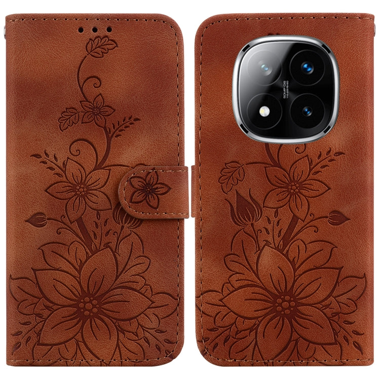 Lily Embossed Leather Phone Case, For Redmi Note 14 4G 163.25mm, For Redmi Note 14 5G, For Redmi Note 14 Pro / Note 14 Pro+ 5G, For Redmi 14C 4G