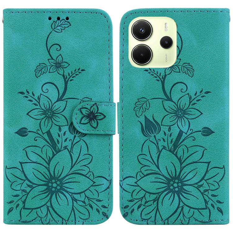 Lily Embossed Leather Phone Case, For Redmi Note 14 4G 163.25mm, For Redmi Note 14 5G, For Redmi Note 14 Pro / Note 14 Pro+ 5G, For Redmi 14C 4G