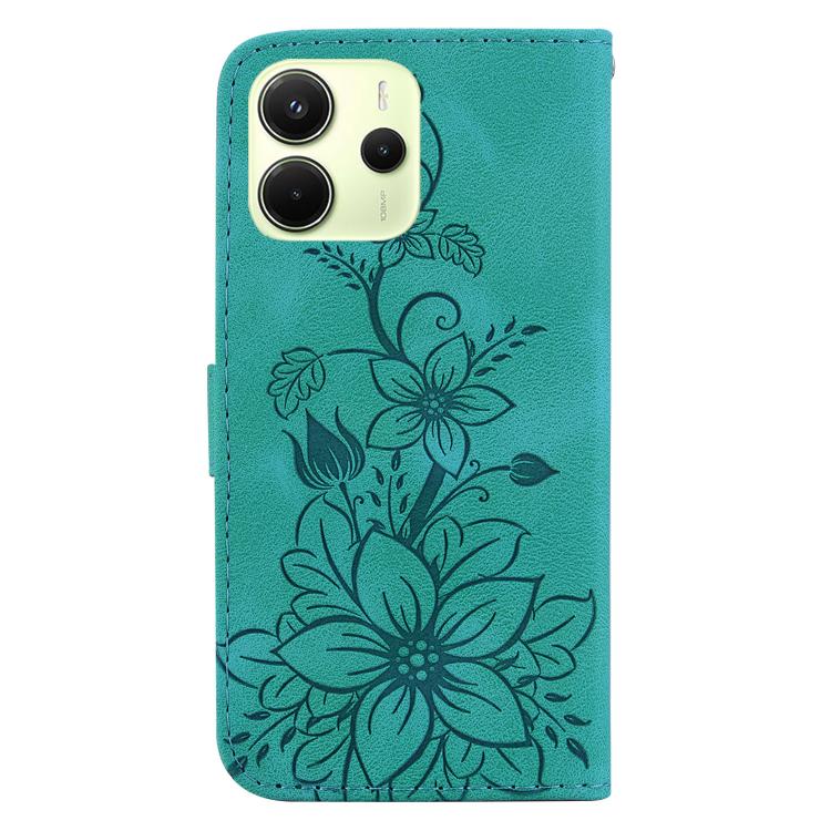 Lily Embossed Leather Phone Case, For Redmi Note 14 4G 163.25mm, For Redmi Note 14 5G, For Redmi Note 14 Pro / Note 14 Pro+ 5G, For Redmi 14C 4G