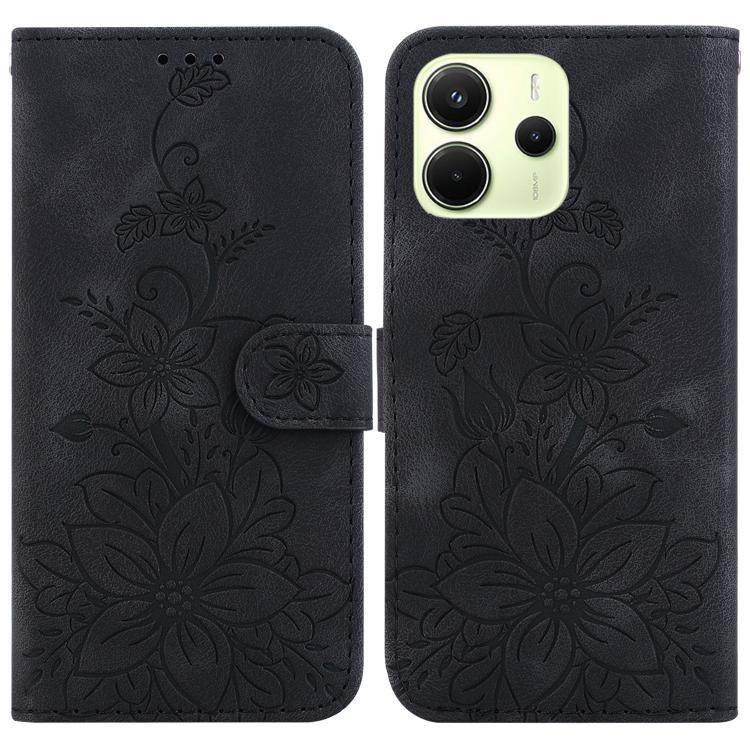 Lily Embossed Leather Phone Case, For Redmi Note 14 4G 163.25mm, For Redmi Note 14 5G, For Redmi Note 14 Pro / Note 14 Pro+ 5G, For Redmi 14C 4G
