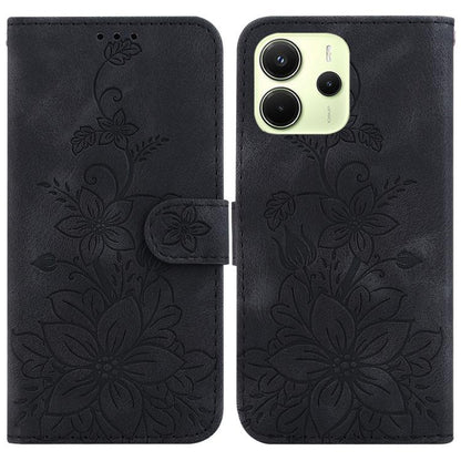 Lily Embossed Leather Phone Case, For Redmi K80 / K80 Pro / Xiaomi Poco F7 Pro, For Redmi Note 14 4G 164.84mm, For Redmi Turbo 4 / Xiaomi Poco X7 Pro, For Redmi Note 14 4G 163.25mm