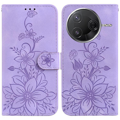 Lily Embossed Leather Phone Case, For Redmi K80 / K80 Pro / Xiaomi Poco F7 Pro, For Redmi Note 14 4G 164.84mm, For Redmi Turbo 4 / Xiaomi Poco X7 Pro, For Redmi Note 14 4G 163.25mm