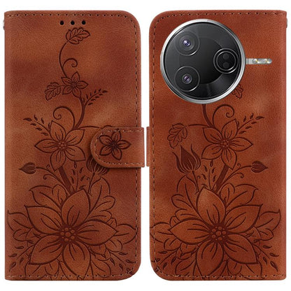 Lily Embossed Leather Phone Case, For Redmi K80 / K80 Pro / Xiaomi Poco F7 Pro, For Redmi Note 14 4G 164.84mm, For Redmi Turbo 4 / Xiaomi Poco X7 Pro, For Redmi Note 14 4G 163.25mm