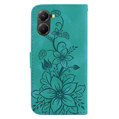 Lily Embossed Leather Phone Case, For Redmi Turbo 4 / Xiaomi Poco X7 Pro, For Redmi Note 14 4G 163.25mm, For Redmi Note 14 5G, For Redmi Note 14 Pro / Note 14 Pro+ 5G