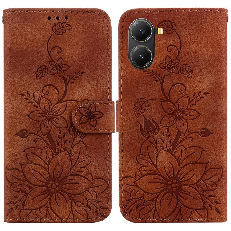 Lily Embossed Leather Phone Case, For Redmi K80 / K80 Pro / Xiaomi Poco F7 Pro, For Redmi Note 14 4G 164.84mm, For Redmi Turbo 4 / Xiaomi Poco X7 Pro, For Redmi Note 14 4G 163.25mm