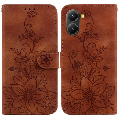 Lily Embossed Leather Phone Case, For Redmi K80 / K80 Pro / Xiaomi Poco F7 Pro, For Redmi Note 14 4G 164.84mm, For Redmi Turbo 4 / Xiaomi Poco X7 Pro, For Redmi Note 14 4G 163.25mm