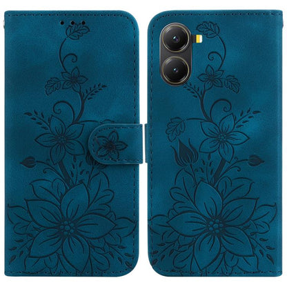 Lily Embossed Leather Phone Case, For Redmi K80 / K80 Pro / Xiaomi Poco F7 Pro, For Redmi Note 14 4G 164.84mm, For Redmi Turbo 4 / Xiaomi Poco X7 Pro, For Redmi Note 14 4G 163.25mm