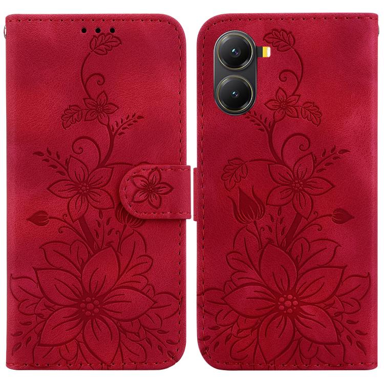 Lily Embossed Leather Phone Case, For Redmi K80 / K80 Pro / Xiaomi Poco F7 Pro, For Redmi Note 14 4G 164.84mm, For Redmi Turbo 4 / Xiaomi Poco X7 Pro, For Redmi Note 14 4G 163.25mm