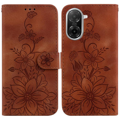 Lily Embossed Leather Phone Case, For Redmi Turbo 4 Pro / Xiaomi Poco F7, For Redmi A5 4G 173.3mm, For Redmi A5 4G 171.7mm, For Redmi Note 14S 4G