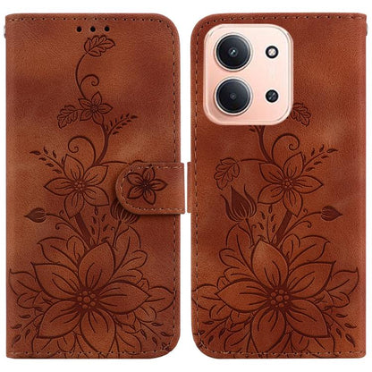Lily Embossed Leather Phone Case, For Redmi Note 15 Pro 5G Global 163.6mm, For Redmi 15C 5G / 4G EU 173mm / Poco C85 5G, For Redmi 15 5G Global / 15 4G SEA 169.5mm, For Redmi 15 5G / 4G EU 171mm