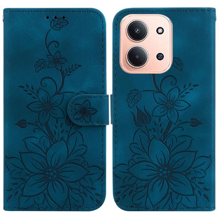 Lily Embossed Leather Phone Case, For Redmi Note 15 Pro 5G Global 163.6mm, For Redmi 15C 5G / 4G EU 173mm / Poco C85 5G, For Redmi 15 5G Global / 15 4G SEA 169.5mm, For Redmi 15 5G / 4G EU 171mm