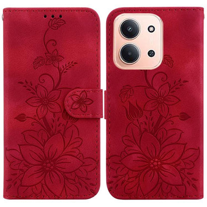 Lily Embossed Leather Phone Case, For Redmi Note 15 Pro 5G Global 163.6mm, For Redmi 15C 5G / 4G EU 173mm / Poco C85 5G, For Redmi 15 5G Global / 15 4G SEA 169.5mm, For Redmi 15 5G / 4G EU 171mm
