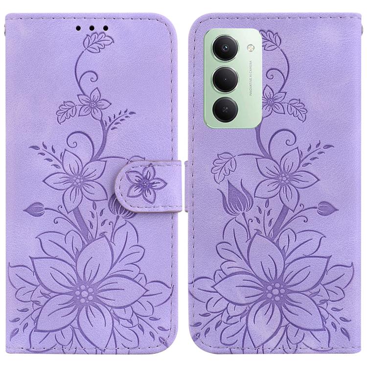 Lily Embossed Leather Phone Case, For Redmi Note 15 Pro 5G Global 163.6mm, For Redmi 15C 5G / 4G EU 173mm / Poco C85 5G, For Redmi 15 5G Global / 15 4G SEA 169.5mm, For Redmi 15 5G / 4G EU 171mm