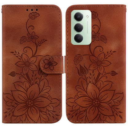 Lily Embossed Leather Phone Case, For Redmi Note 15 Pro 5G Global 163.6mm, For Redmi 15C 5G / 4G EU 173mm / Poco C85 5G, For Redmi 15 5G Global / 15 4G SEA 169.5mm, For Redmi 15 5G / 4G EU 171mm