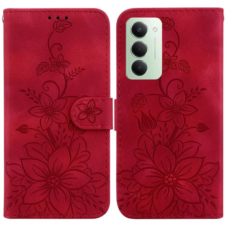 Lily Embossed Leather Phone Case, For Redmi Note 15 Pro 5G Global 163.6mm, For Redmi 15C 5G / 4G EU 173mm / Poco C85 5G, For Redmi 15 5G Global / 15 4G SEA 169.5mm, For Redmi 15 5G / 4G EU 171mm