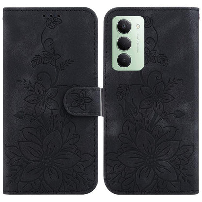Lily Embossed Leather Phone Case, For Redmi Note 15 Pro 5G Global 163.6mm, For Redmi 15C 5G / 4G EU 173mm / Poco C85 5G, For Redmi 15 5G Global / 15 4G SEA 169.5mm, For Redmi 15 5G / 4G EU 171mm