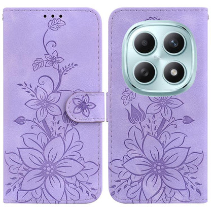 Lily Embossed Leather Phone Case, For Redmi Note 15 Pro+ 5G 163.3mm / Poco M8 Pro 5G, For Redmi Note 15 4G / 5G 164mm / Poco M8 5G, For Redmi Note 15 Pro 4G Global 163.2mm, For Redmi Note 15 Pro 5G Global 163.6mm