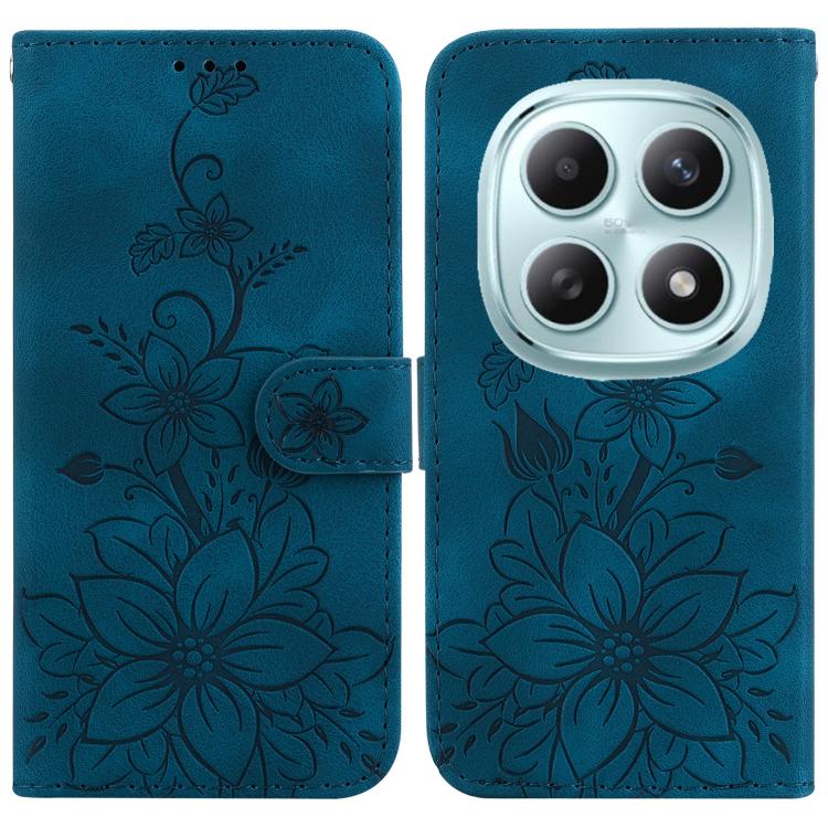 Lily Embossed Leather Phone Case, For Redmi Note 15 Pro+ 5G 163.3mm / Poco M8 Pro 5G, For Redmi Note 15 4G / 5G 164mm / Poco M8 5G, For Redmi Note 15 Pro 4G Global 163.2mm, For Redmi Note 15 Pro 5G Global 163.6mm