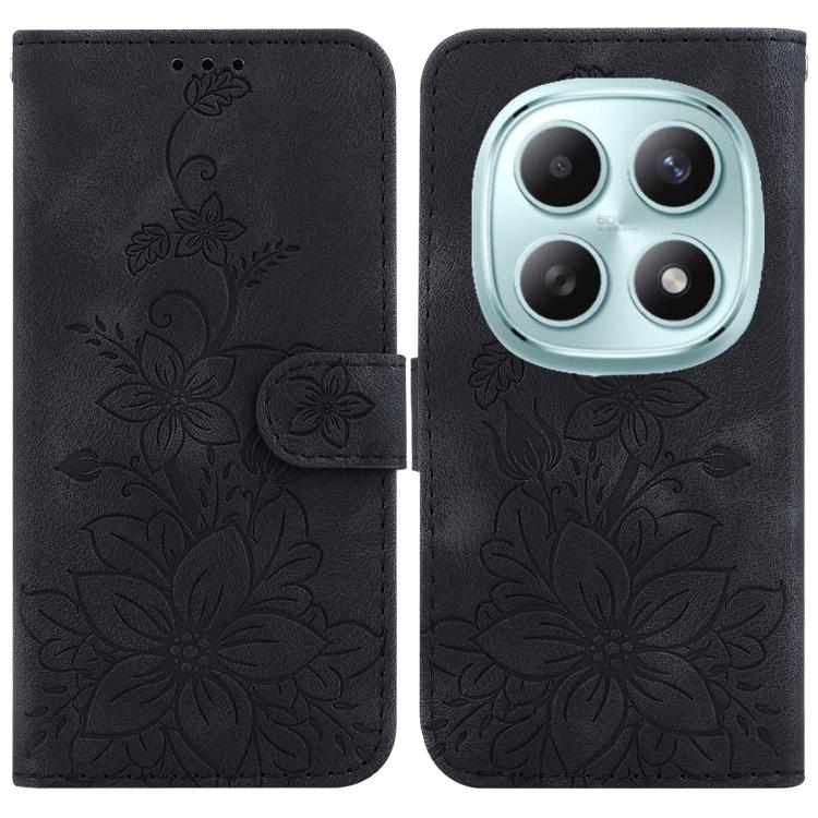Lily Embossed Leather Phone Case, For Redmi Note 15 Pro+ 5G 163.3mm / Poco M8 Pro 5G, For Redmi Note 15 4G / 5G 164mm / Poco M8 5G, For Redmi Note 15 Pro 4G Global 163.2mm, For Redmi Note 15 Pro 5G Global 163.6mm
