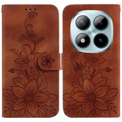 Lily Embossed Leather Phone Case, For Redmi Note 15 Pro+ 5G 163.3mm / Poco M8 Pro 5G, For Redmi Note 15 4G / 5G 164mm / Poco M8 5G, For Redmi Note 15 Pro 4G Global 163.2mm, For Redmi Note 15 Pro 5G Global 163.6mm