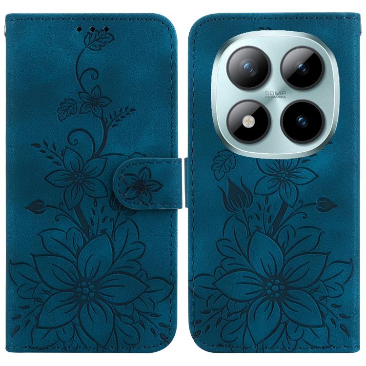 Lily Embossed Leather Phone Case, For Redmi Note 15 Pro+ 5G 163.3mm / Poco M8 Pro 5G, For Redmi Note 15 4G / 5G 164mm / Poco M8 5G, For Redmi Note 15 Pro 4G Global 163.2mm, For Redmi Note 15 Pro 5G Global 163.6mm