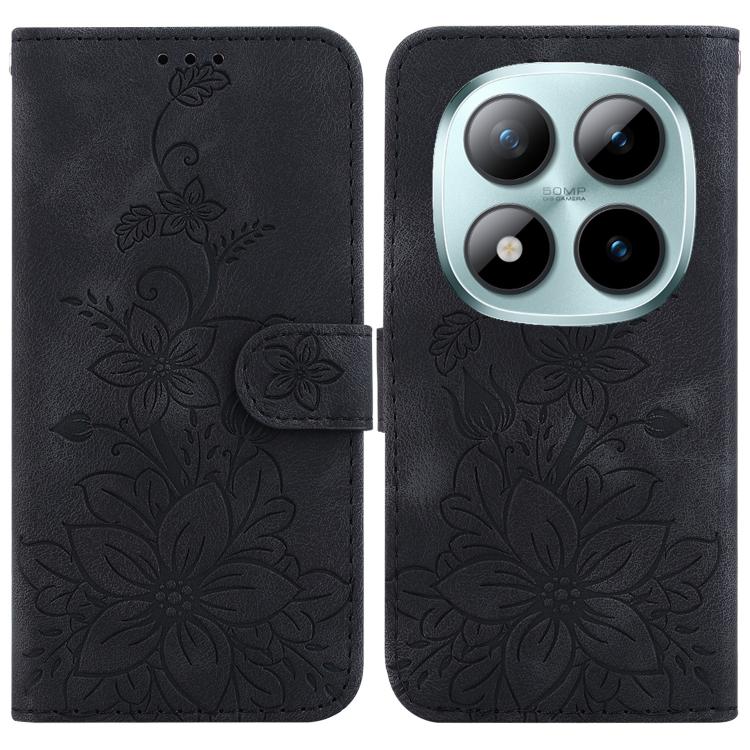 Lily Embossed Leather Phone Case, For Redmi Note 15 Pro+ 5G 163.3mm / Poco M8 Pro 5G, For Redmi Note 15 4G / 5G 164mm / Poco M8 5G, For Redmi Note 15 Pro 4G Global 163.2mm, For Redmi Note 15 Pro 5G Global 163.6mm