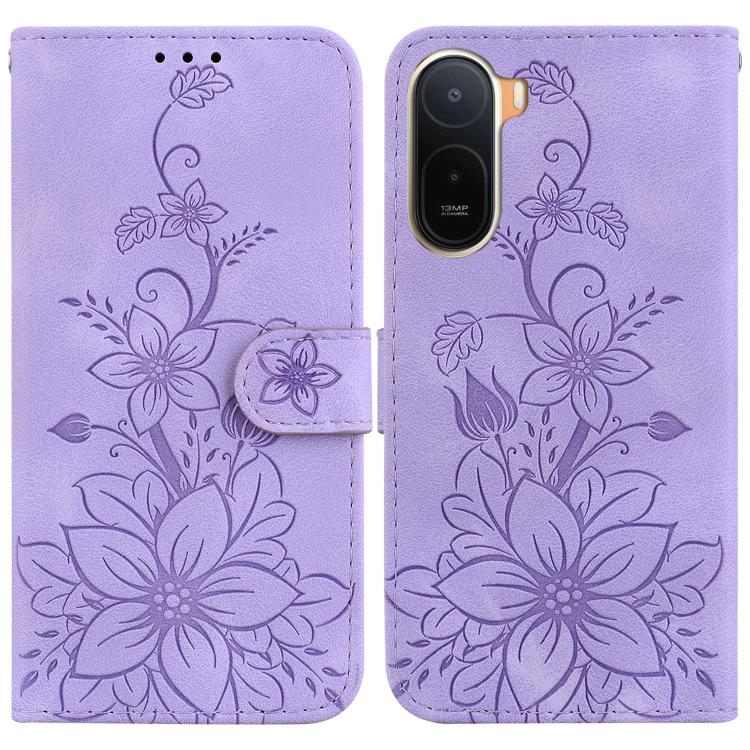 Lily Embossed Leather Phone Case, For Redmi A7 Pro 4G / 5G 171mm / Poco C85x 5G, For Redmi 15a 5G, For Redmi Turbo 5 Max 5G / Poco X8 Pro Max 5G, For Redmi Turbo 5 5G / Poco X8 Pro 5G