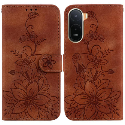 Lily Embossed Leather Phone Case, For Redmi A7 Pro 4G / 5G 171mm / Poco C85x 5G, For Redmi 15a 5G, For Redmi Turbo 5 Max 5G / Poco X8 Pro Max 5G, For Redmi Turbo 5 5G / Poco X8 Pro 5G