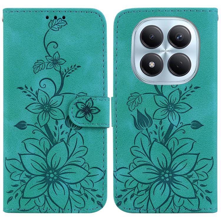 Lily Embossed Leather Phone Case, For Redmi Note 15 Pro+ 5G 163.3mm / Poco M8 Pro 5G, For Redmi Note 15 4G / 5G 164mm / Poco M8 5G, For Redmi Note 15 Pro 4G Global 163.2mm, For Redmi Note 15 Pro 5G Global 163.6mm
